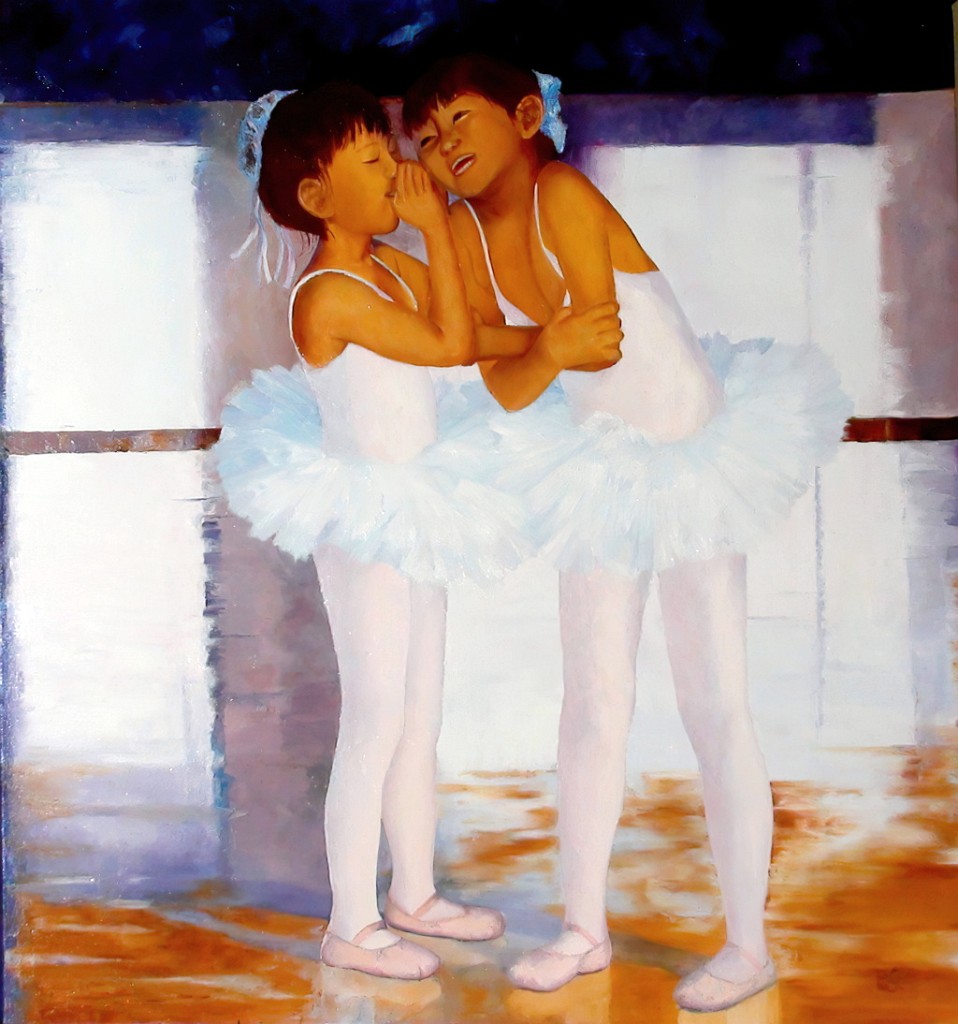 2011 08-Petits rats.jpg - Année 2011 - 80 x 80 cm  Huile au pinceau et au couteau sur toile