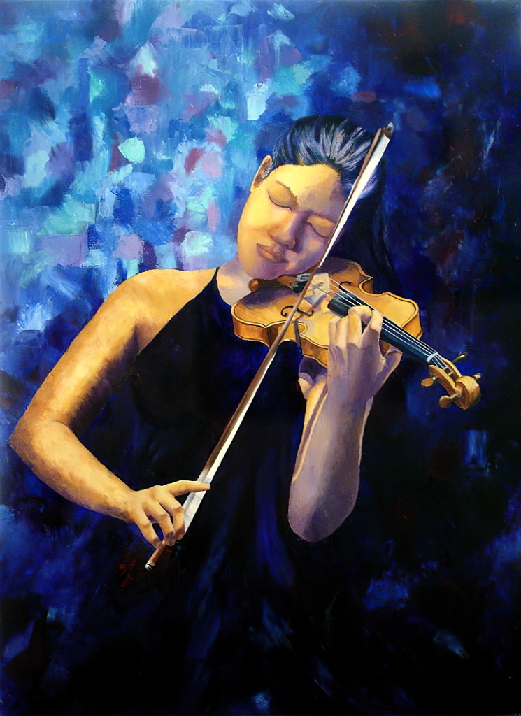 2009 10-Violon.jpg - Année 2009 - 73 x 54 cm  Huile au pinceau et au couteau sur toile