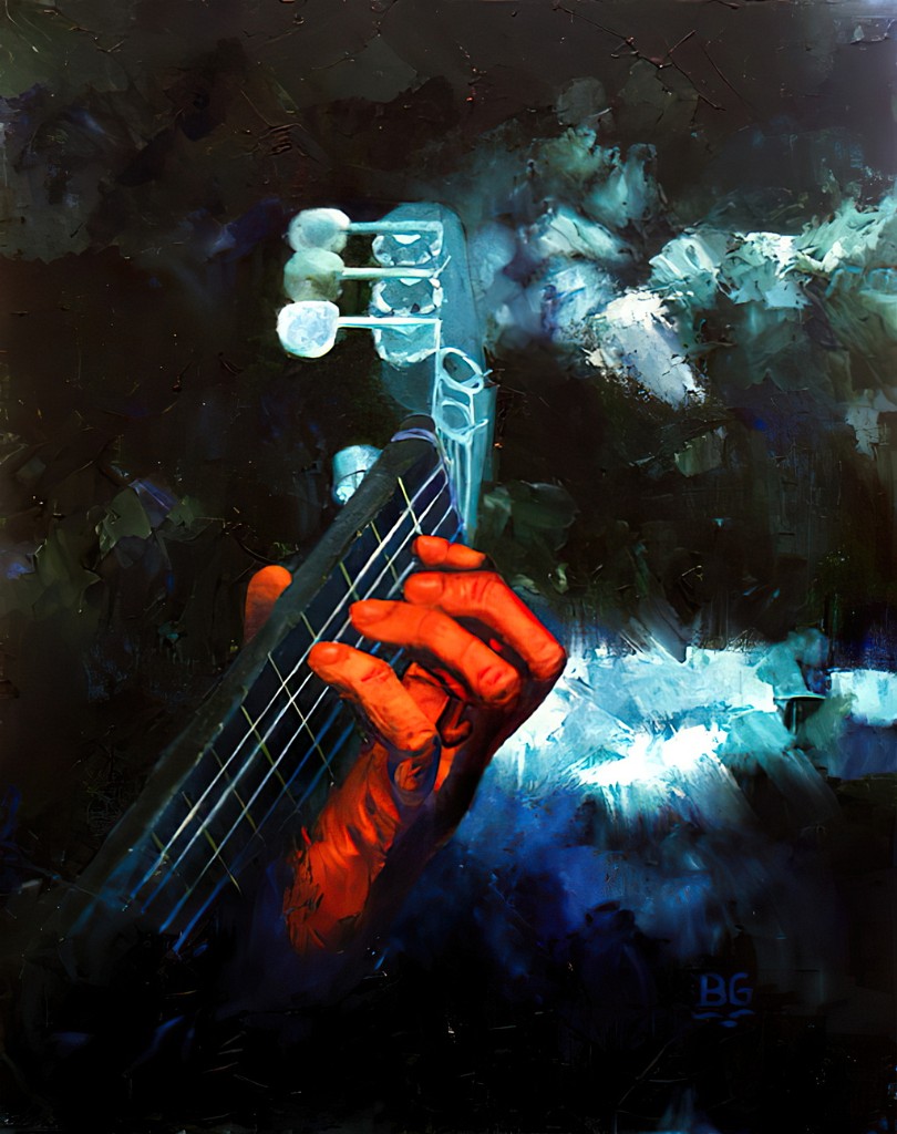 2010 02-Main guitare.jpg - Année 2010 - 50 x 40 cm  Huile au pinceau et au couteau sur toile