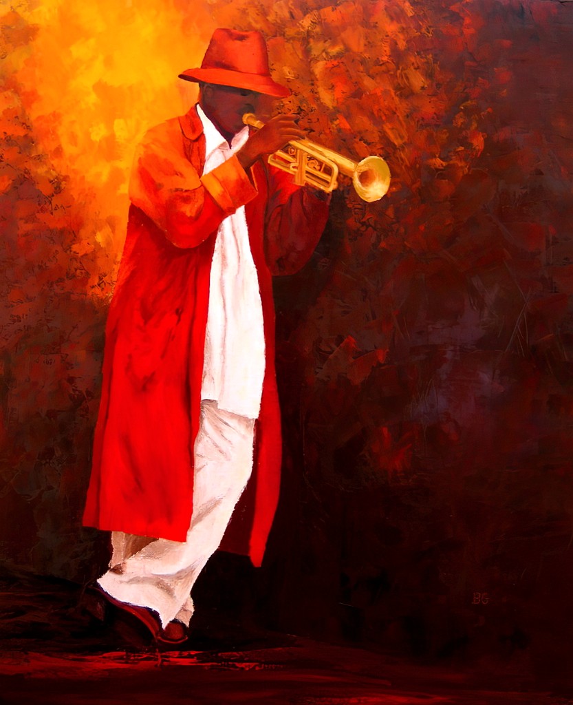 2010 02-Trompette.jpg - Année 2010 - 73 x 54 cm  Huile au pinceau et au couteau sur toile