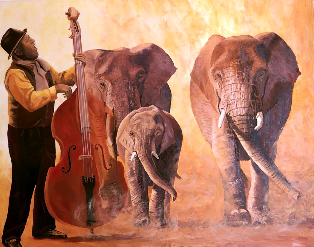 2013 03-Danse des elephants.jpg - Année 2013 - 80 x 60 cm  Huile au pinceau et couteau sur toile
