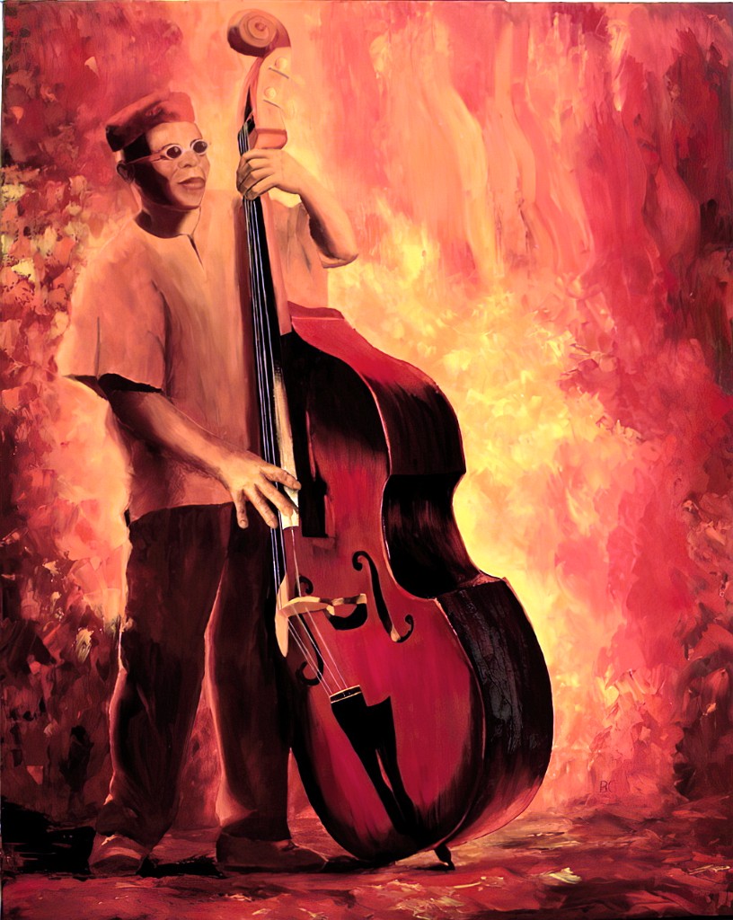 2013 06-Contrebasse.jpg - Année 2013 - 60 x 73 cm  Huile au pinceau et au couteau sur toile