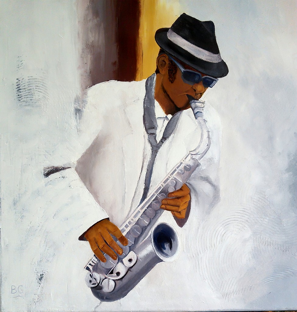 2016 03-Jazzman.jpg - Année 2016 - 65 x 54 cm  Huile au pinceau et couteau sur toile
