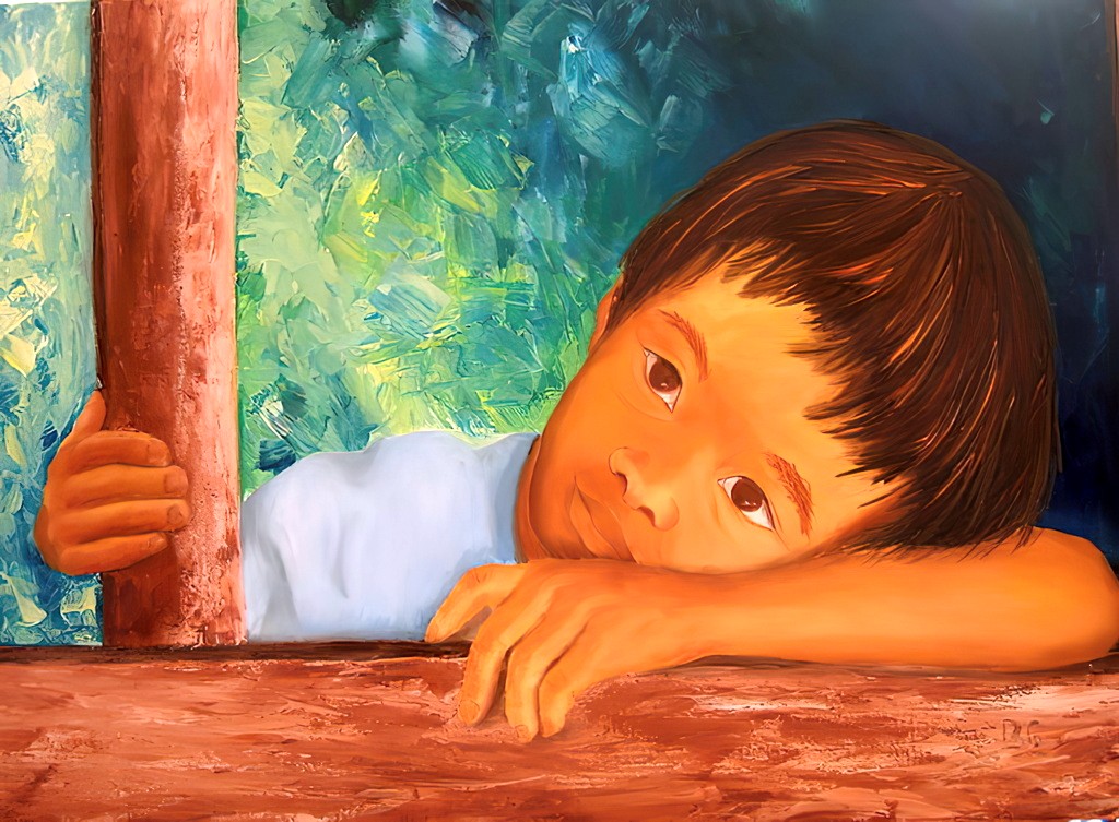 2006 10-Vishram.jpg - Année 2006 - 70 x 58 cm  Huile au pinceau et au couteau sur toile