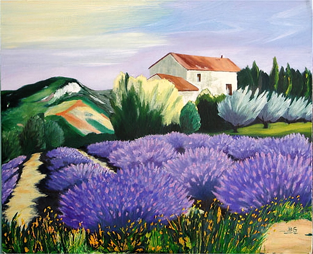 1999 06-Campagne dromoise.jpg - Année 1999 - 46 x 38 cm  Huile au pinceau sur carton entoilé