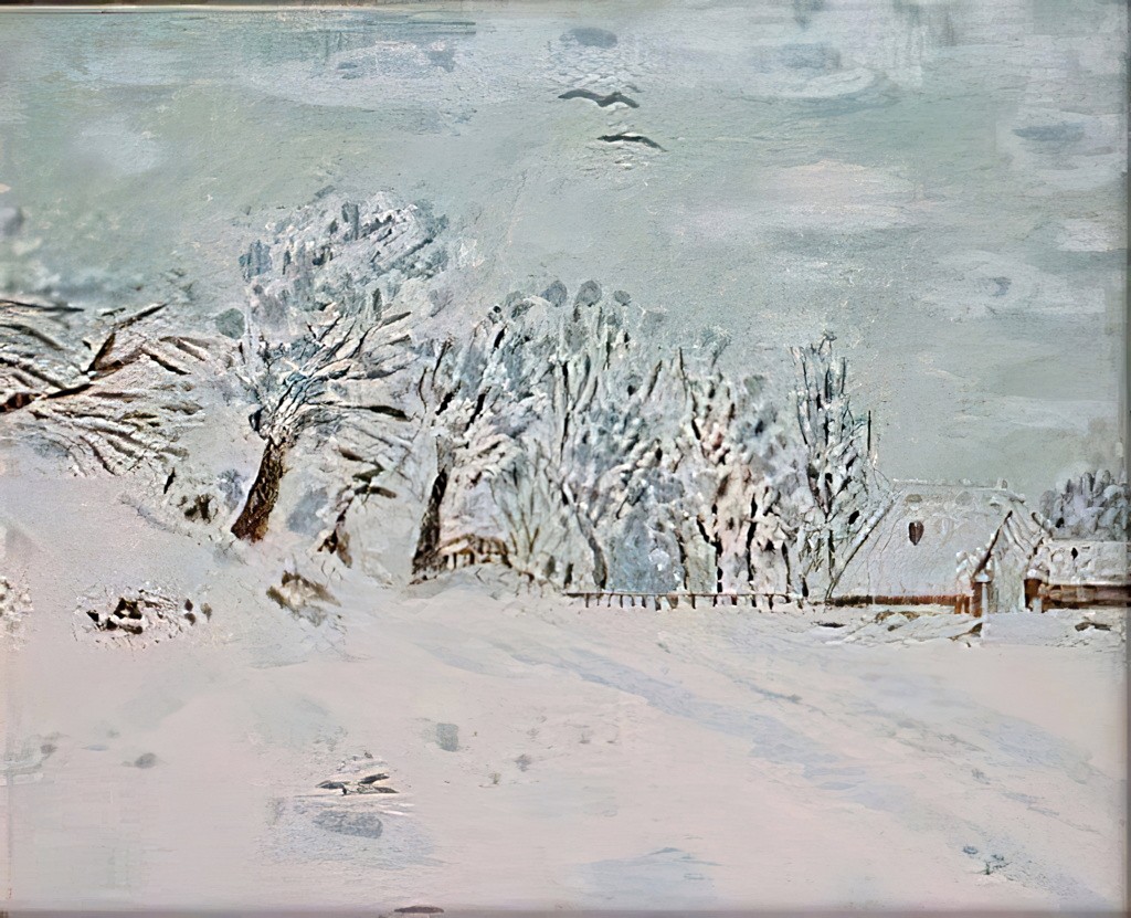 1987 08-Hiver.jpg - Année 1987 - 28 x 23 cm  Huile au pinceau sur carton entoilé