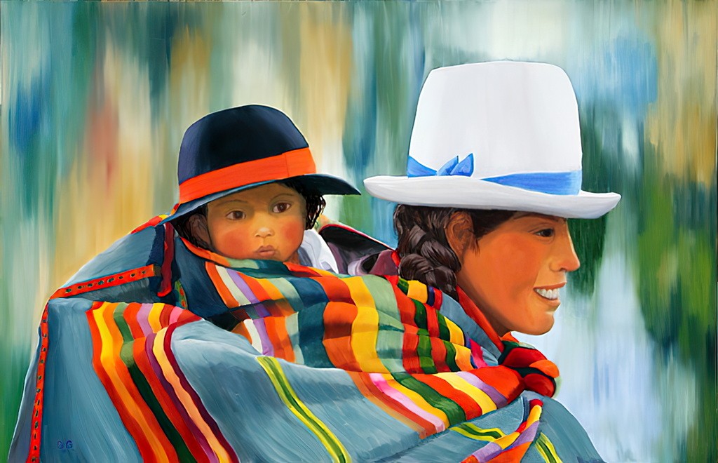 2004 10-Colombie.jpg - Année 2004 - 92 x 60 cm  Huile au pinceau et au couteau sur toile"